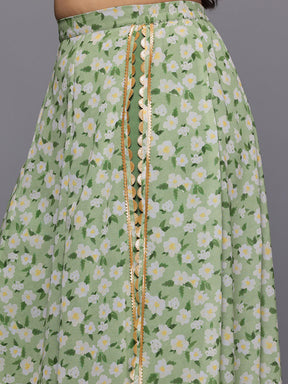 A PLUS BY AHALYAA Plus Size Floral Printed Top with Skirt and Attached Pant Co-Ord Set