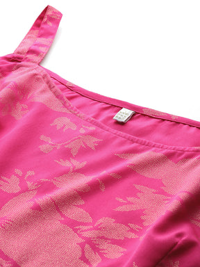 Floral Printed Top and Skirt with Ombre Effect Jacket