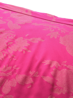 Floral Printed Top and Skirt with Ombre Effect Jacket