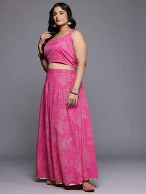 Floral Printed Top and Skirt with Ombre Effect Jacket