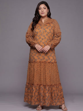 Ethnic Motifs Print Georgette Maxi Dress