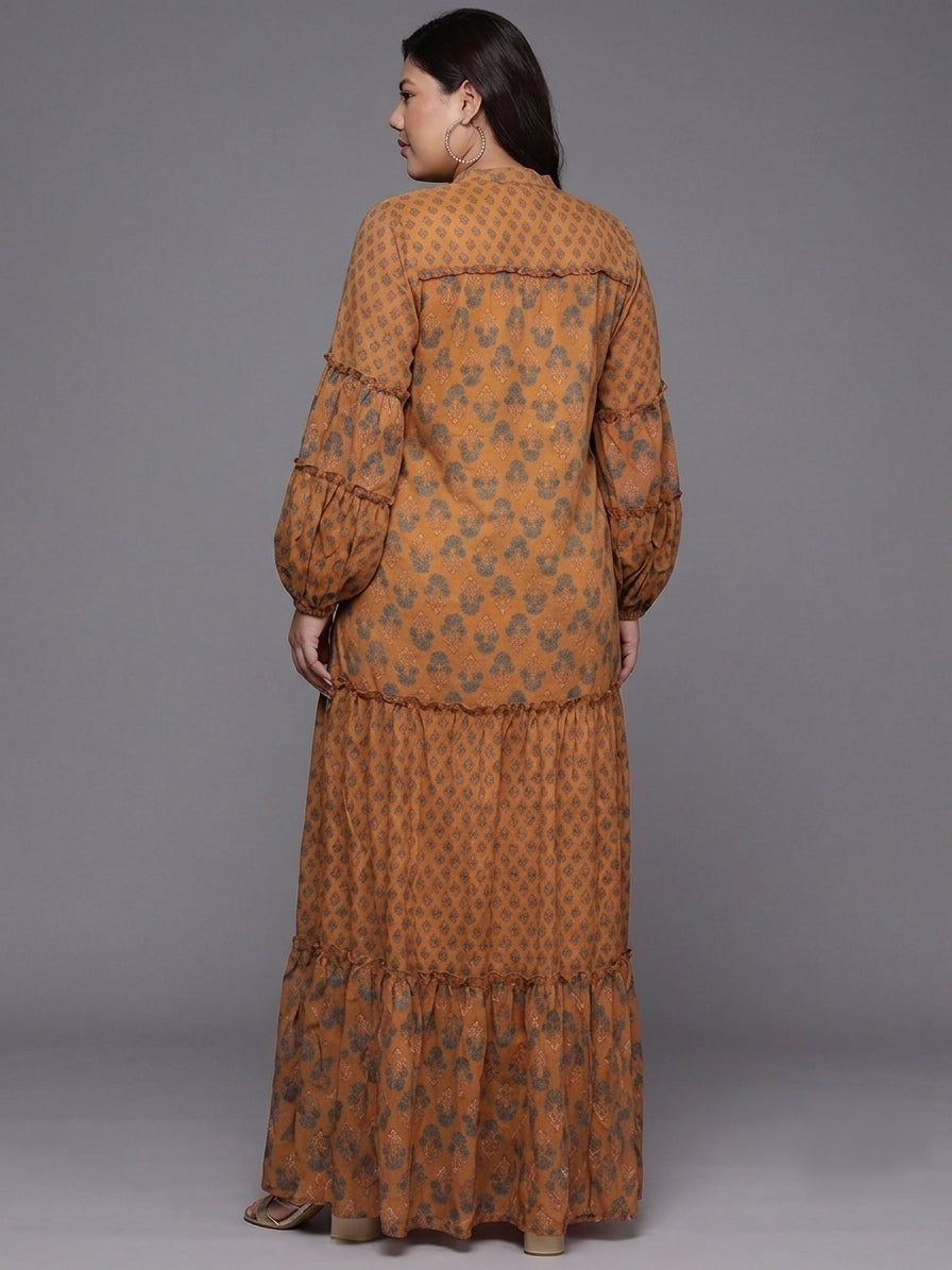 Ethnic Motifs Print Georgette Maxi Dress