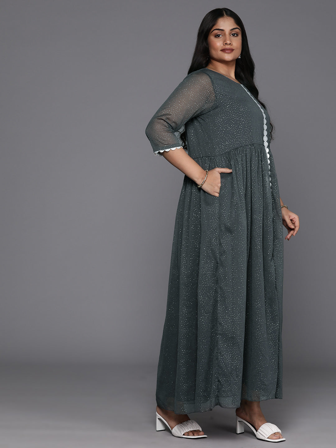 layered ethnic dress ethnic wear double layered suit