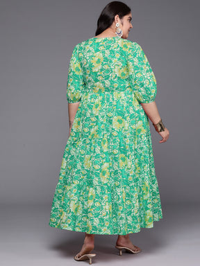 Printed 100% Cotton Layered Maxi Ethnic Dress