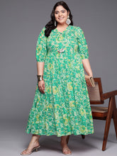 Printed 100% Cotton Layered Maxi Ethnic Dress