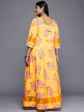 Floral Printed Sequined Detail V-Neck Maxi Dress