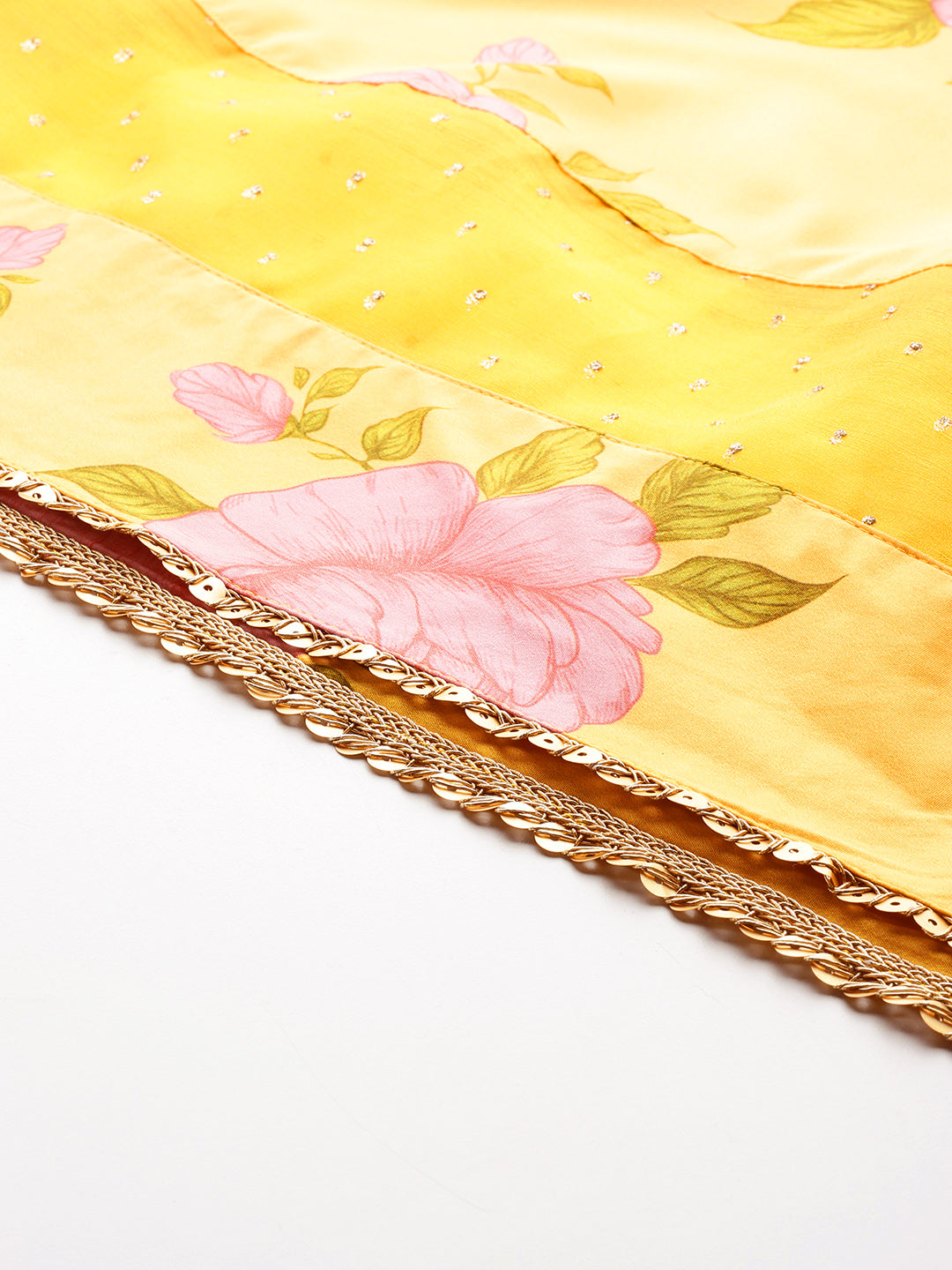 Floral Printed Sequined Detail V-Neck Maxi Dress