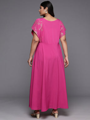 Women Plus Size Floral Printed A-Line Maxi Dress