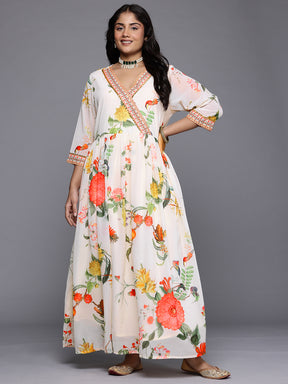 Floral Printed Sequined Detail Wrap Maxi Dress