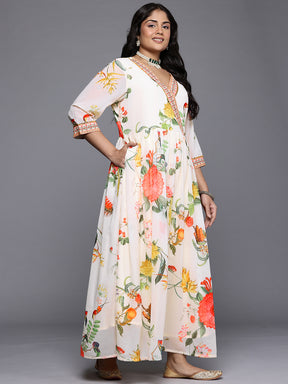Floral Printed Sequined Detail Wrap Maxi Dress