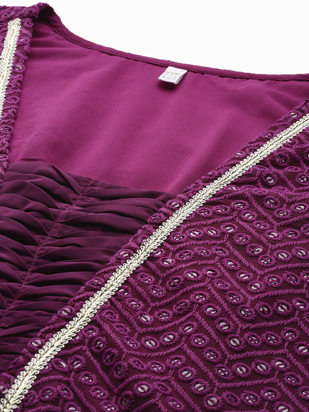 A PLUS BY AHALYAA Yoke Design V-Neck Lace Inserts A-Line Maxi Dress