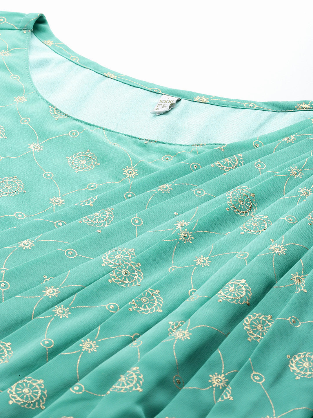 Ethnic Motifs Printed Sequence Detail Draped Maxi Dress