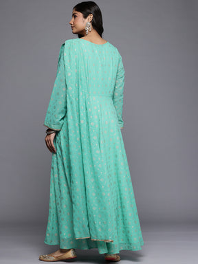 Ethnic Motifs Printed Sequence Detail Draped Maxi Dress