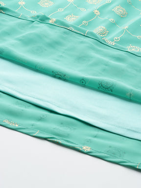 Ethnic Motifs Printed Sequence Detail Draped Maxi Dress