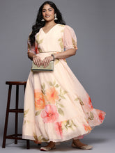 Floral Printed Draped Maxi Dress