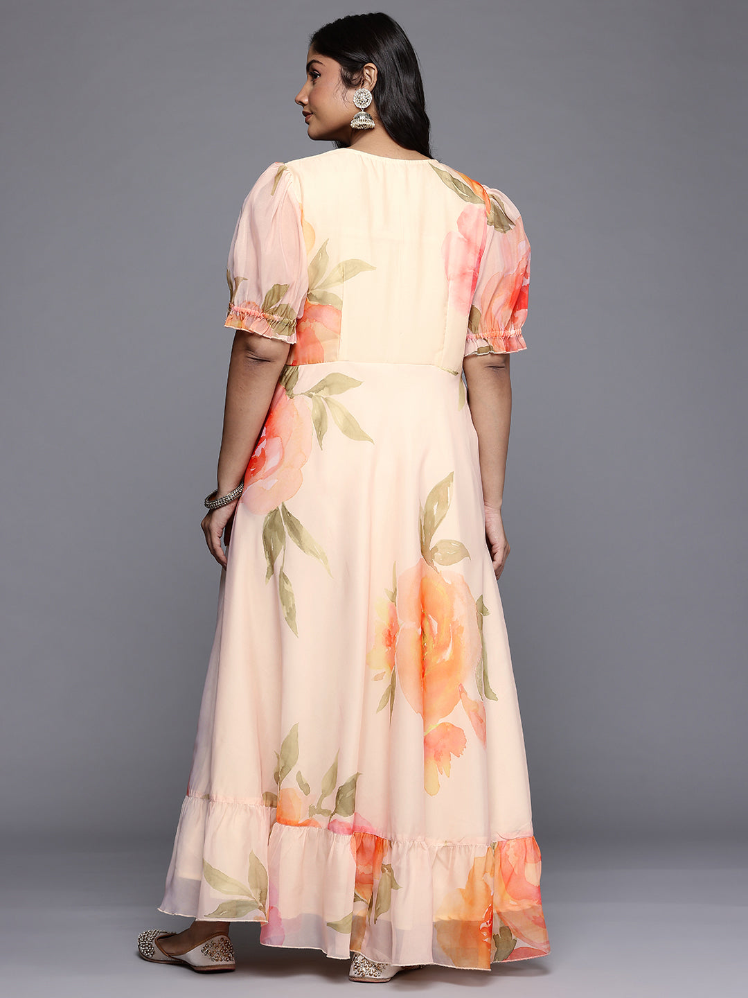 Floral Printed Draped Maxi Dress