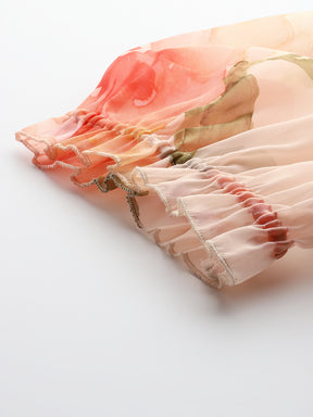 Floral Printed Draped Maxi Dress