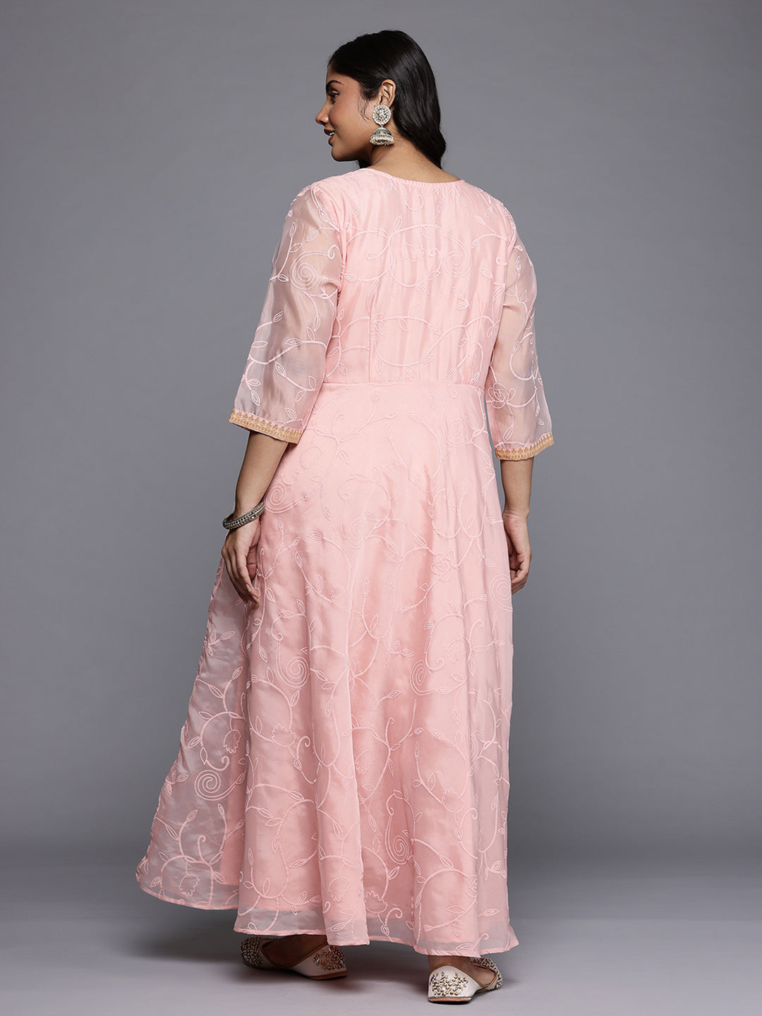 Floral Printed Sequined Detail Maxi Dress