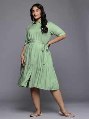 Floral Printed Cut-Away Collar Belted Maxi Dress