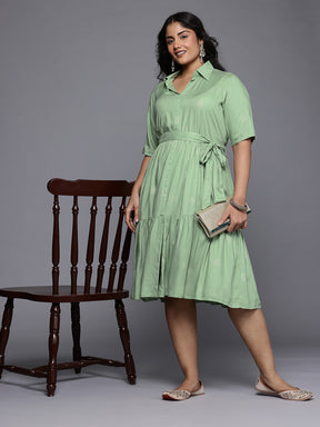 Floral Printed Cut-Away Collar Belted Maxi Dress