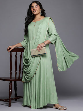 Floral Printed Draped Maxi Dress