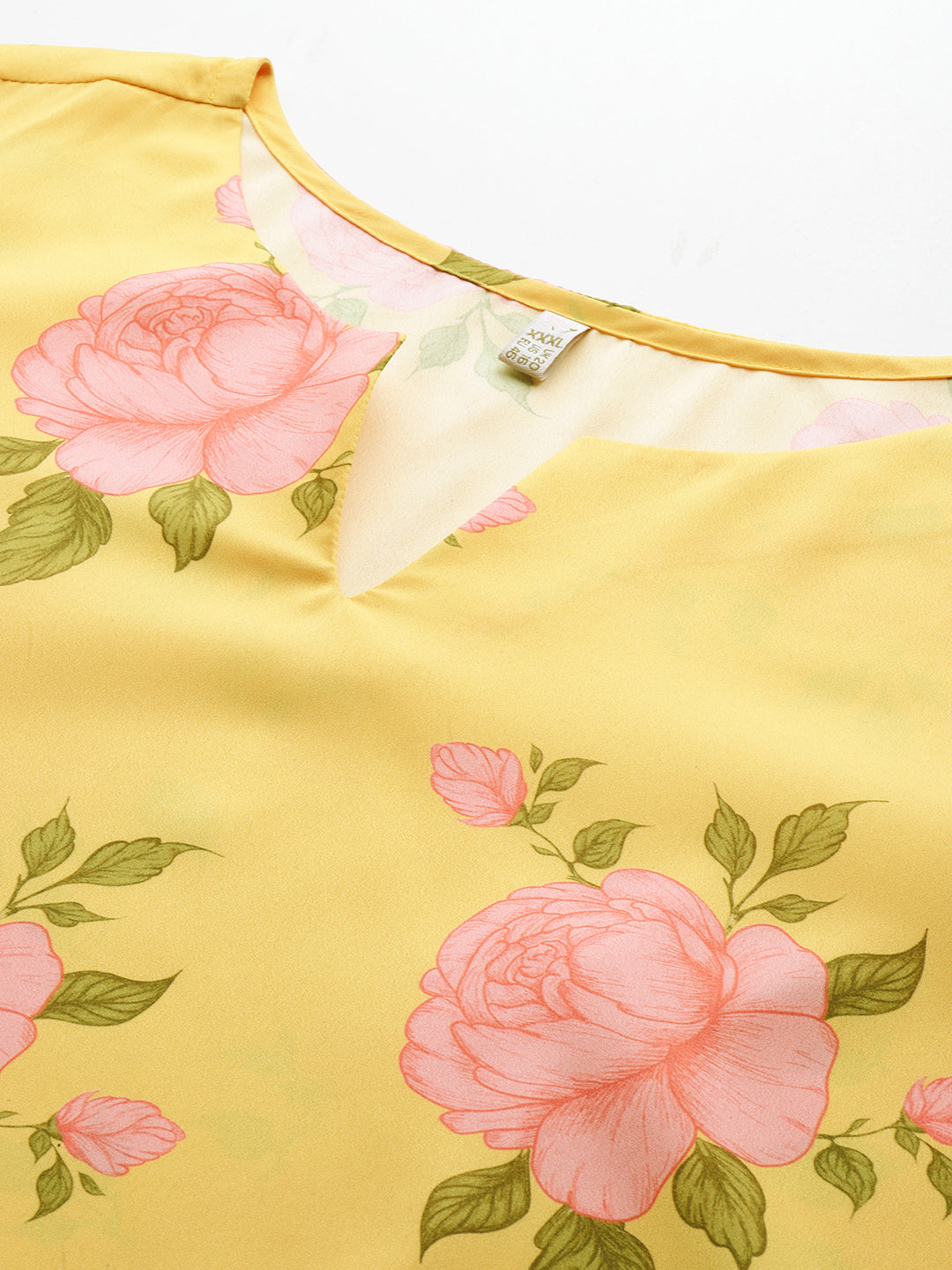 Plus Size Floral Printed Gotta Patti Regular Crepe Kurta