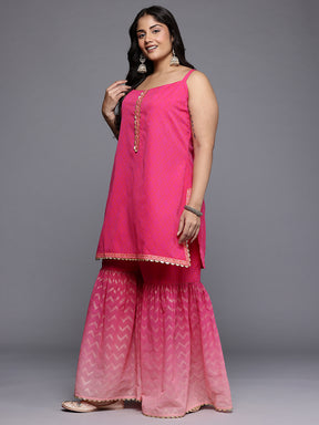 Ombre Effect Lace Inserts Regular Kurti with Sharara & With Dupatta