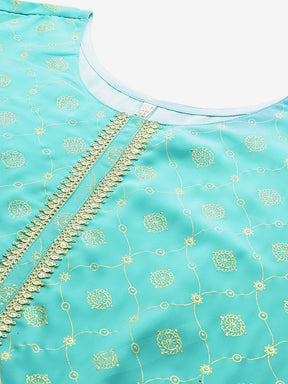 Plus Size Ethnic Motifs Foil Print Sequinned Georgette Regular Kurta