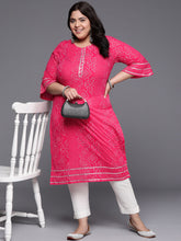 Bandhani Printed Bell Sleeves Gotta Patti Pure Cotton Kurta