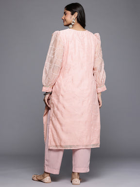 Plus Size Floral Embroidered V-Neck Gotta Patti Regular Kurta