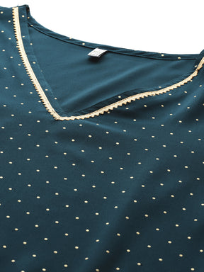 Micro or Ditsy Printed Regular Gotta Patti Kurta with Trousers