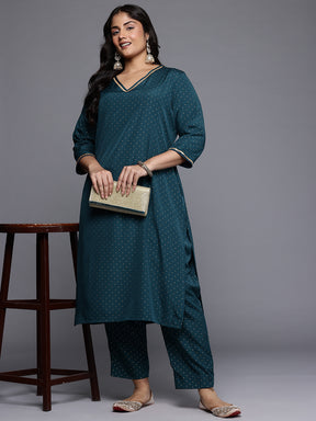 Micro or Ditsy Printed Regular Gotta Patti Kurta with Trousers