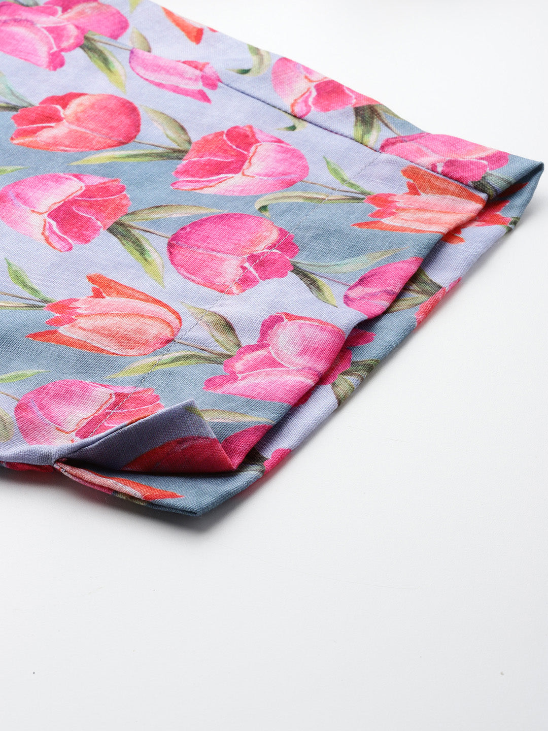 Plus Size Floral Printed Gotta Patti Straight Kurta with Trousers