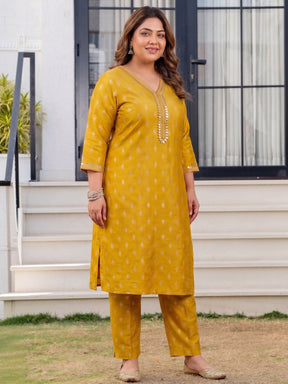 Women Ethnic Motifs Printed Regular Mirror Work Kurta with Trousers