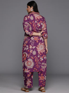 Plus Size Floral Printed Regular Kurta with Trousers