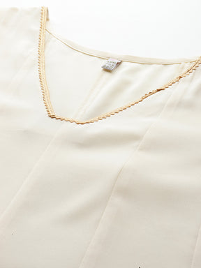 Plus Size Panelled Gotta Patti Anarkali Kurta with Trousers & Dupatta