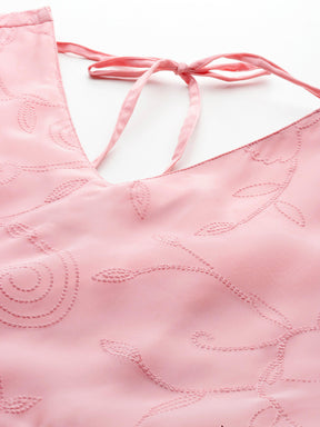 Plus Size Floral Embroidered Empire A-Line Kurta with Trousers & Dupatta