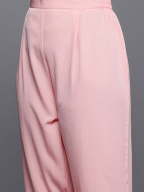 Plus Size Floral Embroidered Empire A-Line Kurta with Trousers & Dupatta