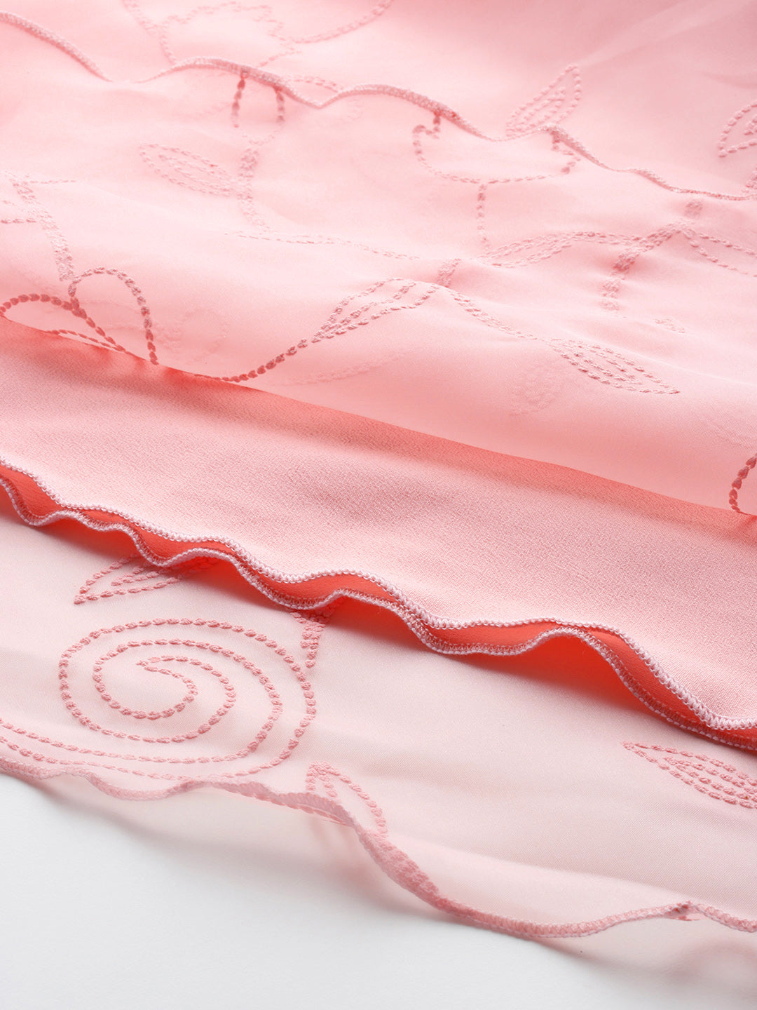 Plus Size Floral Embroidered Empire A-Line Kurta with Trousers & Dupatta