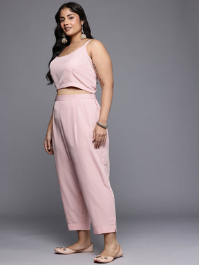 Plus Size Floral Embroidered Shirt Collar Regular Kurta with Trousers