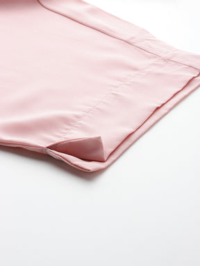 Plus Size Floral Embroidered Shirt Collar Regular Kurta with Trousers