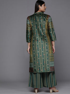 A PLUS BY AHALYAA Women Printed Regular Gotta Patti Velvet Kurta with Palazzos