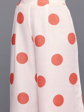 Plus Size Printed Gotta Patti Detail Pleated A-Line Kurta with Palazzos