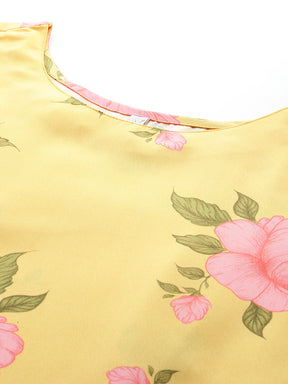 Plus Size Floral Printed Gotta Patti Kurta with Palazzos & With Dupatta