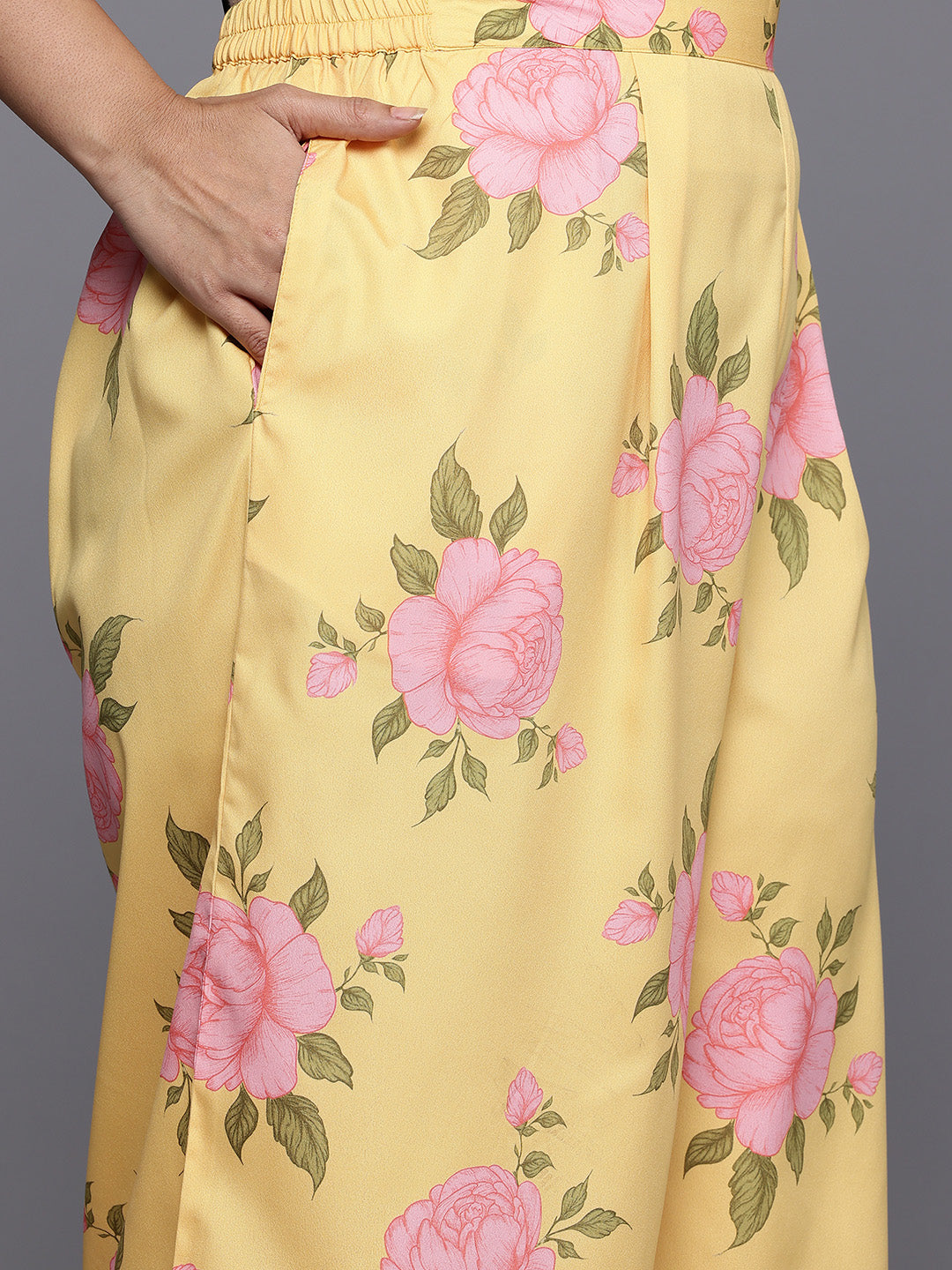 Plus Size Floral Printed Gotta Patti Kurta with Palazzos & With Dupatta