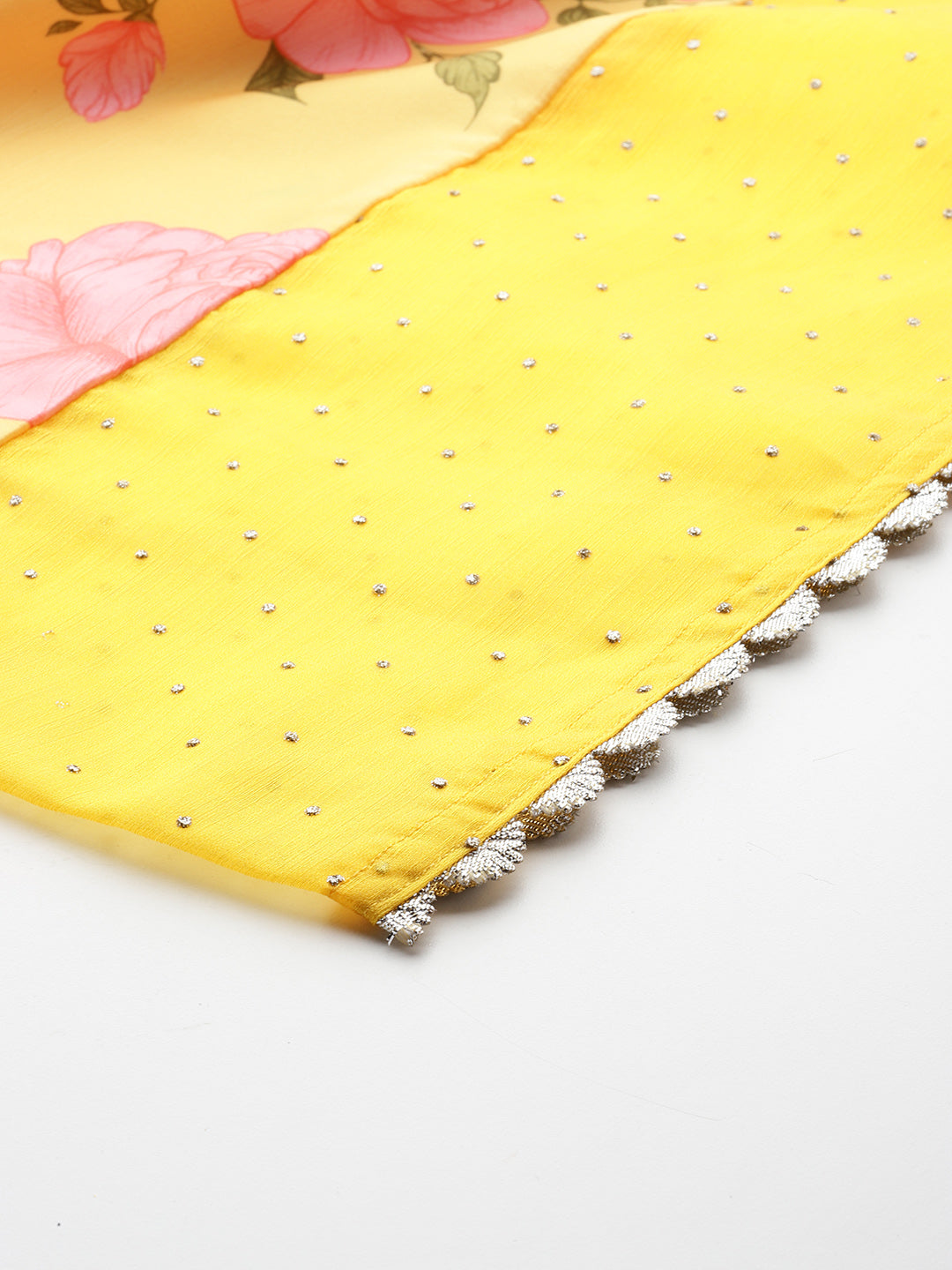 Plus Size Floral Printed Gotta Patti Kurta with Palazzos & With Dupatta