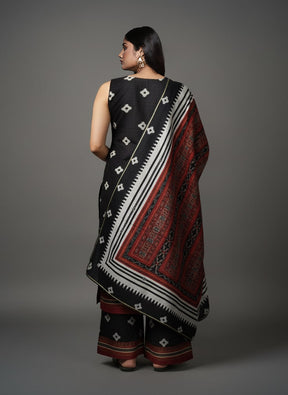 Women Ethnic Motifs Printed Regular Thread Work Kurta with Palazzos & With Dupatta