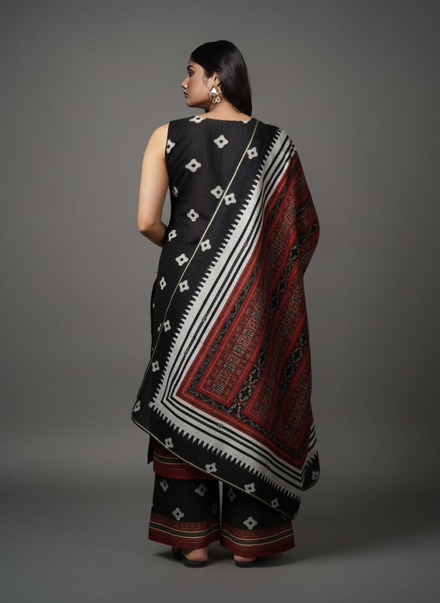 Women Ethnic Motifs Printed Regular Thread Work Kurta with Palazzos & With Dupatta