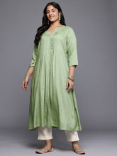 Plus Size Ethnic Motifs Foil Printed Pleated A-Line Kurta