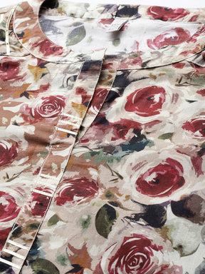 A PLUS BY AHALYAA Plus Size Floral Printed Mandarin Collar Tunic